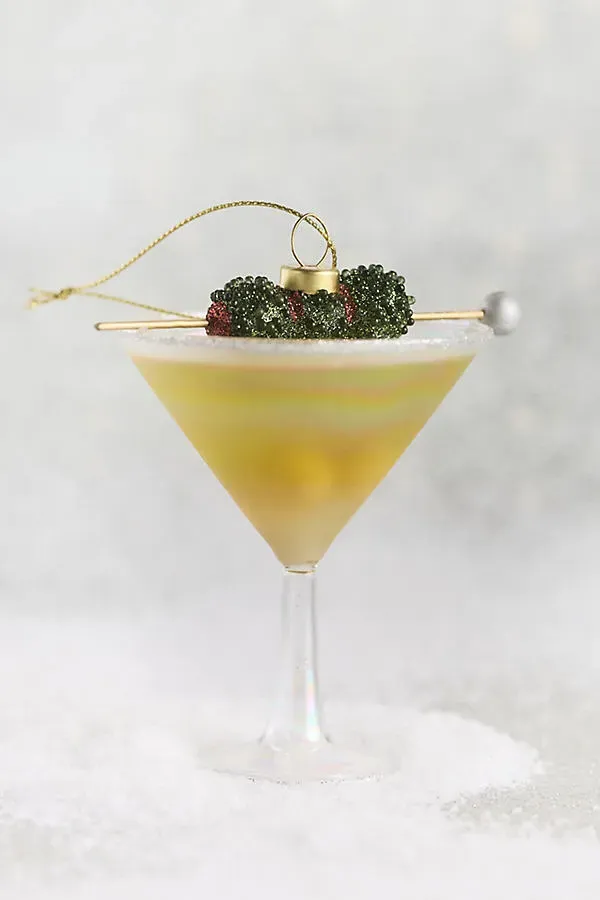Jewelled Cocktail Glass Ornaments - Green by Anthropologie