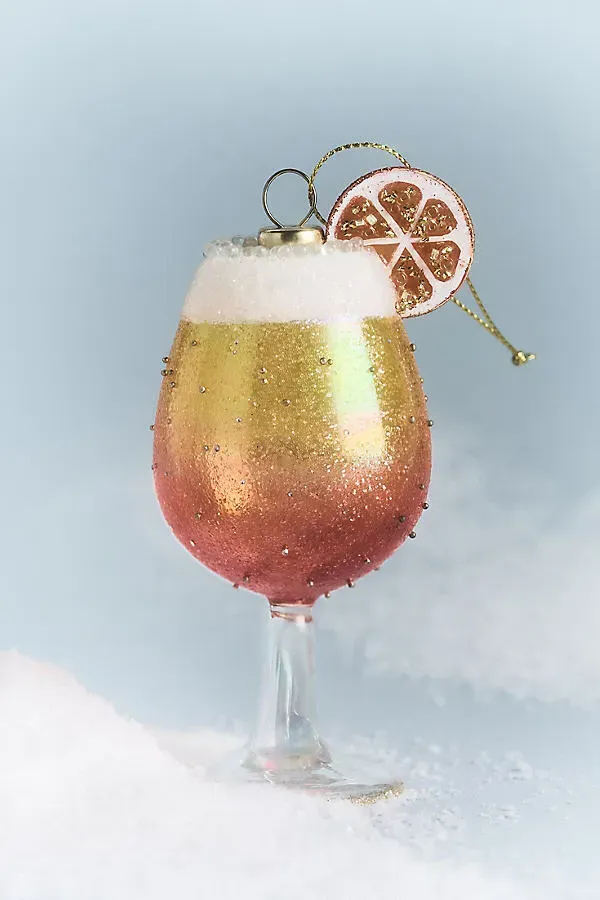 Jewelled Cocktail Glass Ornaments - Orange by Anthropologie