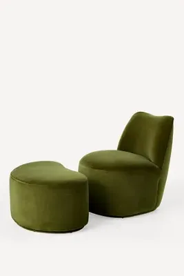 Joanie Velvet Ottoman - Green product