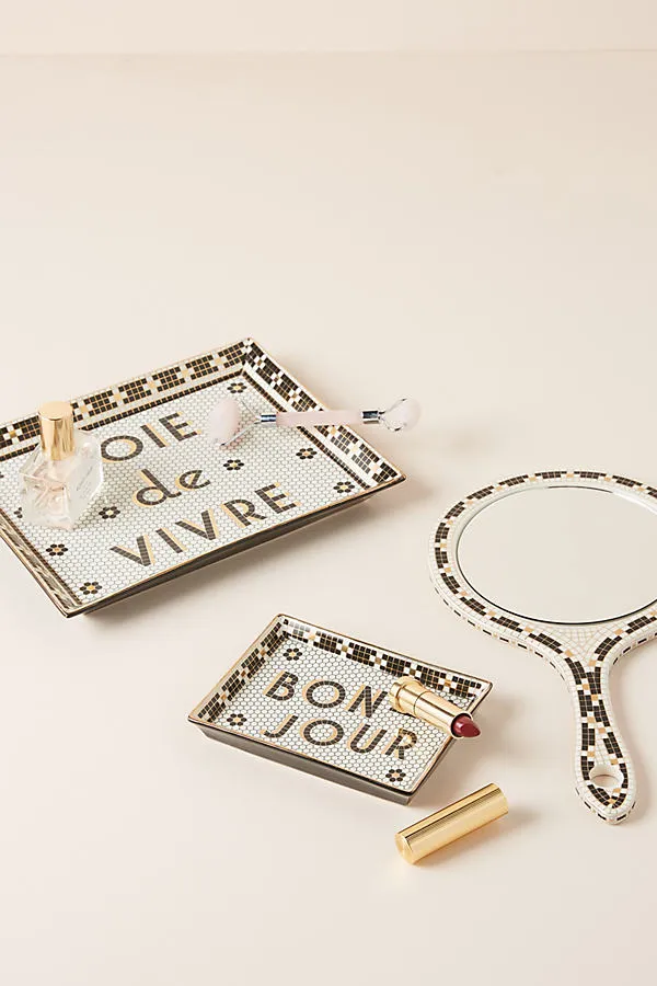 Joie de Vivre Bistro Tile Tray Small - Black by Anthropologie