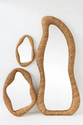 Jolene Undulating Wrapped Rattan Mirror - Brown product