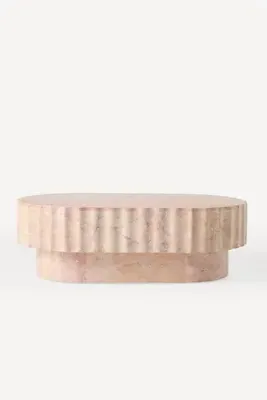Jolie Oval Coffee Table - Pink, Marble by Anthropologie, alternate view