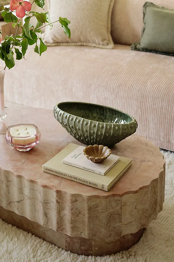 Jolie Oval Coffee Table - Pink, Marble by Anthropologie