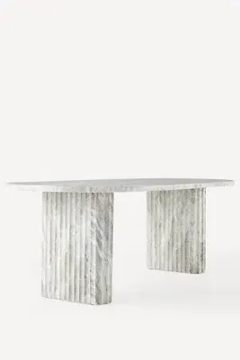 Jolie Oval Marble Dining Table - White, Marble by Anthropologie, alternate view