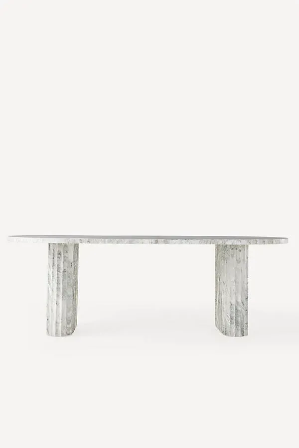 Jolie Oval Marble Dining Table - White, Marble by Anthropologie