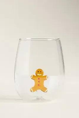 Jolly Icon Stemless Wine Glass - Brown, Borosilicate Glass by Anthropologie, alternate view
