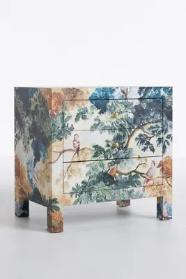 Judarn Hale Bedside Table with Storage - Cotton Canvas, Wood product