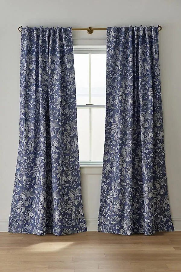Julie Jacquard Bird Curtain - Blue, Polyester product