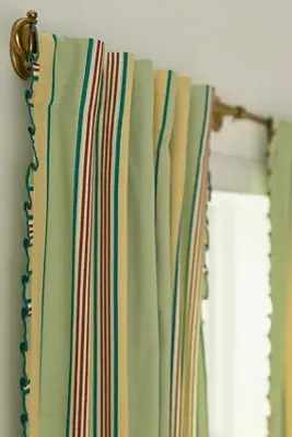 Juliette Striped Curtain with Frilled Edges - Cotton by Anthropologie, image 2