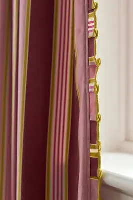 Juliette Striped Curtain with Frilled Edges - Pink, Cotton by Anthropologie, image 2