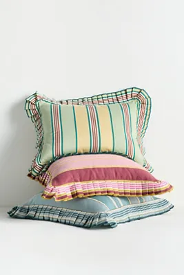 Juliette Yarn Dyed Striped Ruffle Cushion - Cotton alternate view