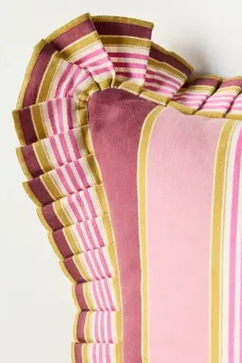 Juliette Yarn Dyed Striped Ruffle Pillow - Cotton by Anthropologie, image 2