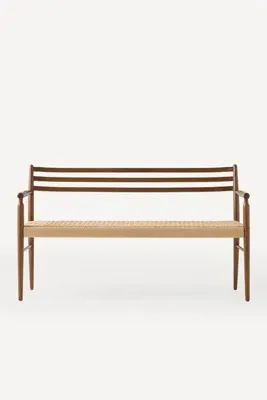 Kahlo Paper Cord Dining Bench - Brown by Anthropologie, alternate view