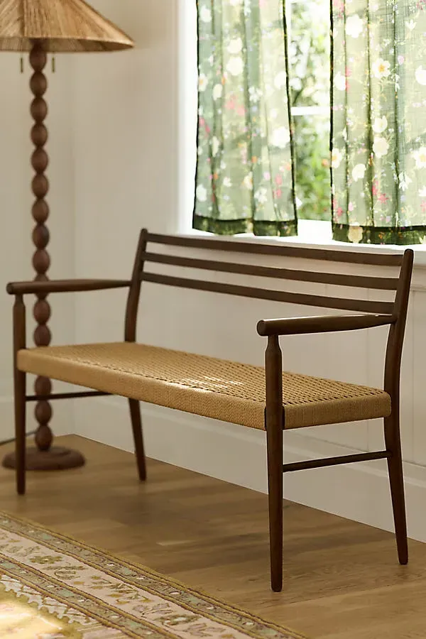 Kahlo Paper Cord Dining Bench - Brown by Anthropologie