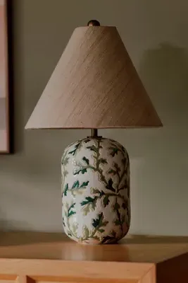 Kaia Ceramic Table Lamp - Green, Linen product