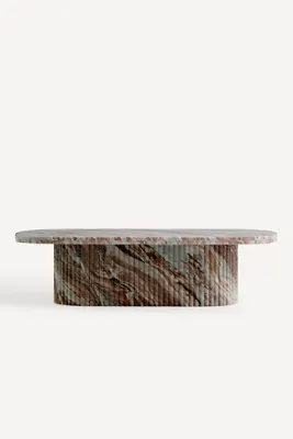 Kanta Oval Fluted Marble Coffee Table - Beige, Marble product