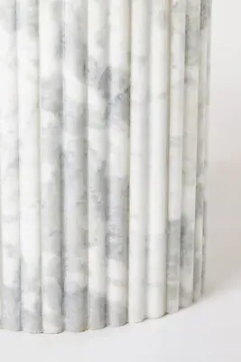 Kanta Square Fluted Side Table - Beige, Marble product