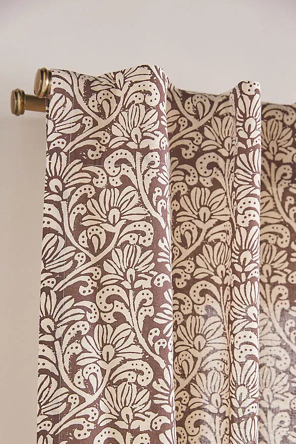 Kari Printed Cotton Floral Curtain - Brown product