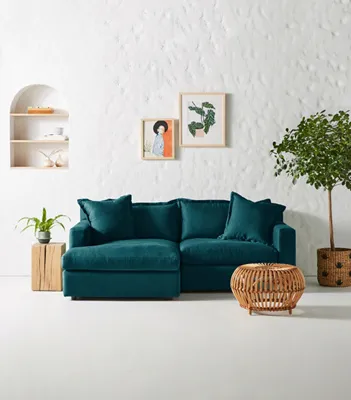 Katina Petite Chaise Sectional - Beige, Leather product