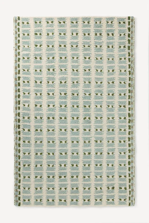 Kendall Hand-Tufted Geometric Shag Rug - Blue, Wool by Anthropologie