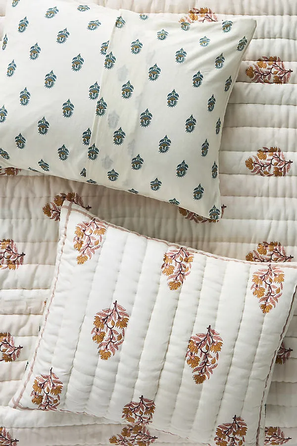 Khira Floral Printed Pillowcases Set of 2 - White, Cotton product