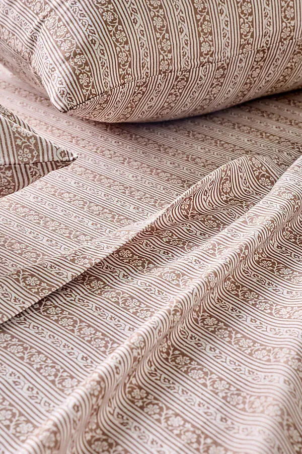 King Size Brushed Printed Sheet Set - Beige, Cotton Modal by Anthropologie, image 2