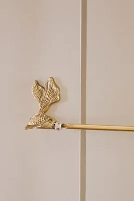 Koi Fish Mixed Metal Towel Bar - Gold, Brass by Anthropologie, alternate view