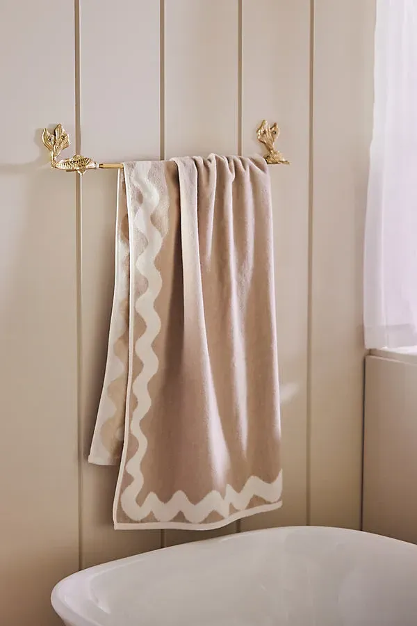 Koi Fish Mixed Metal Towel Bar - Gold, Brass by Anthropologie
