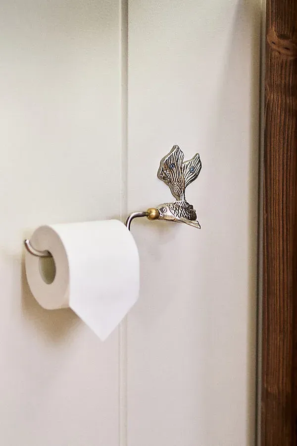 Koi Fish Toilet Paper Holder - Silver, Mixed Metal by Anthropologie