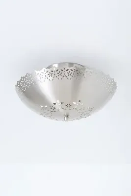 Lacie Lace Trimmed Flush Mount Ceiling Light - Antique Nickel, Steel by Anthropologie, alternate view