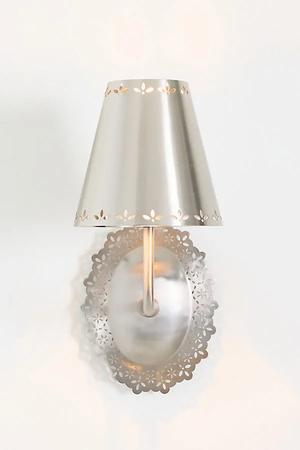 Lacie Lace Trimmed Wall Sconce - Antique Nickel, Steel product
