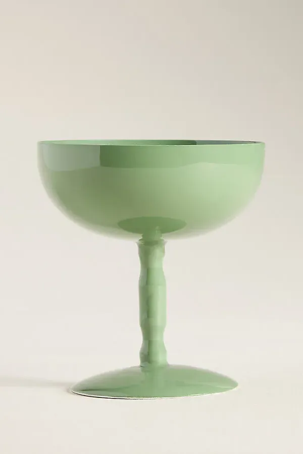 Lacquer Coupe Glass - Green by Anthropologie
