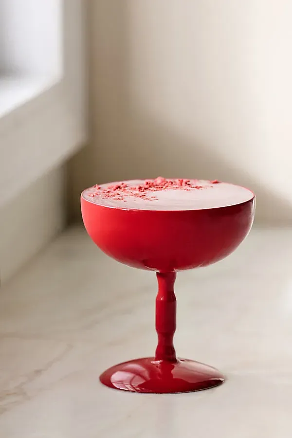 Lacquer Coupe Glass - Red by Anthropologie