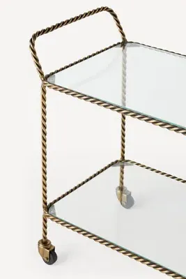 Lark Glass Bar Cart - Gold, Brass product
