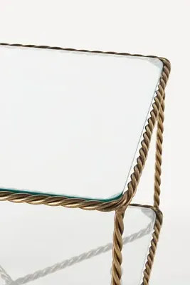 Lark Glass Side Table - Gold, Brass alternate view