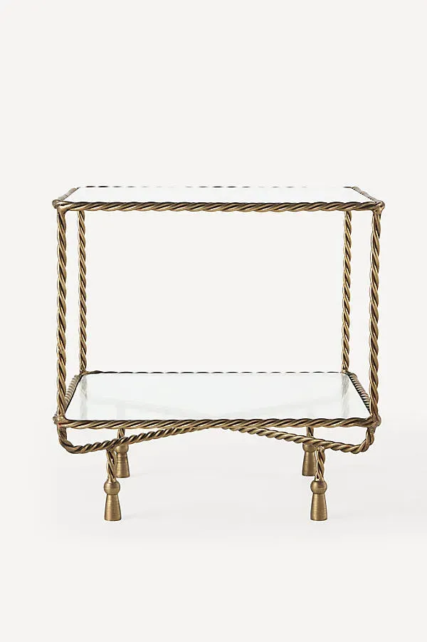Lark Glass Side Table - Gold, Brass product