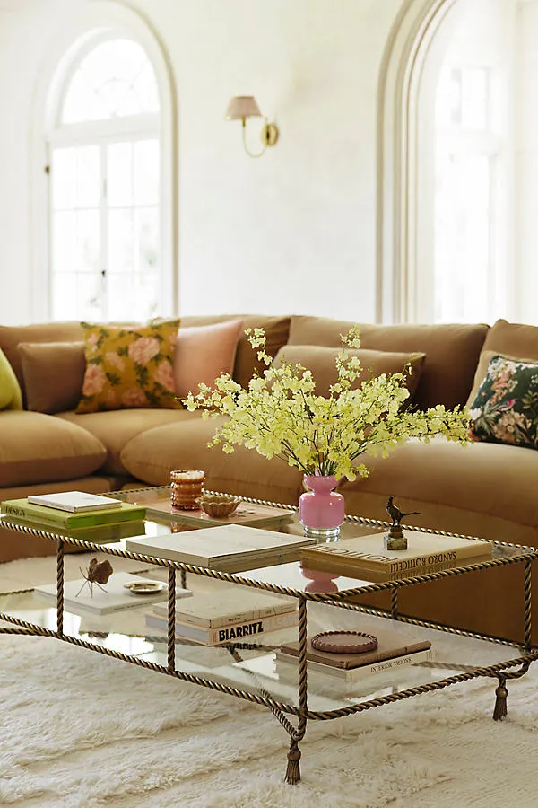 Lark Tiered Glass Coffee Table - Gold, Brass by Anthropologie