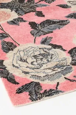 Larose Hand-Knotted Wool Floral Rug - Pink product
