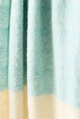 Laurie Herringbone Wool Fringe Throw Blanket - Blue product