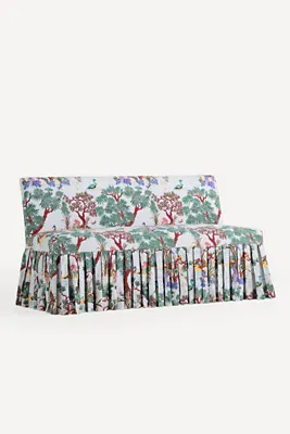 Layla Banquette Bench Printed Ruffle Slipcover - Ivory, Polyester product