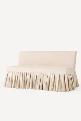 Layla Banquette Bench Ruffle Slipcover - Beige, Cotton alternate view