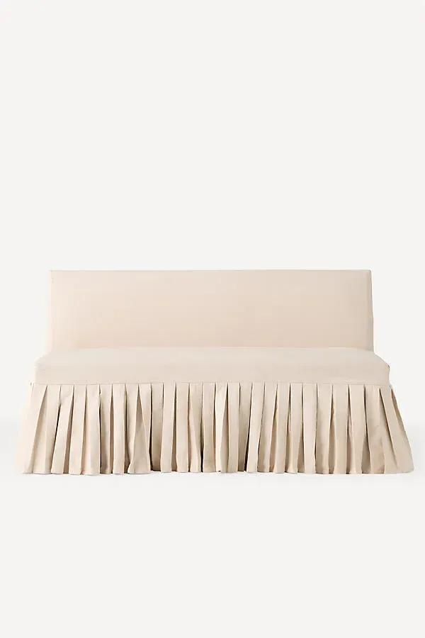 Layla Banquette Bench Ruffle Slipcover - Beige, Cotton product