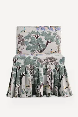 Layla Banquette Chair Printed Ruffle Slipcover - Ivory, Polyester by Anthropologie, alternate view