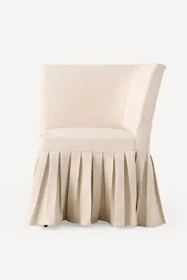 Layla Banquette Corner Chair Ruffle Slipcover - Beige, Cotton alternate view