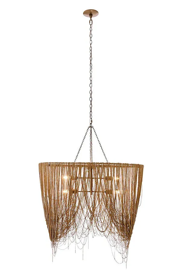Layla Linear Cascaded Chain Chandelier - Brass by Anthropologie