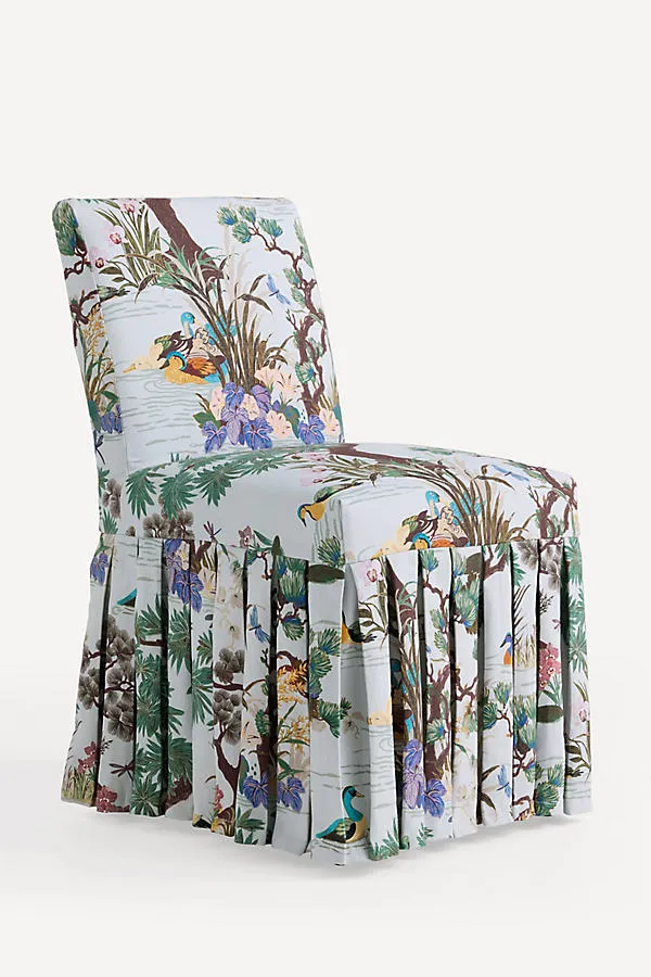 Layla Printed Banquette Chair - White, Polyester product