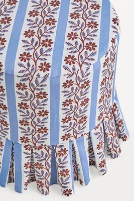 Layla Printed Ruffle Ottoman Slipcover - Beige, Polyester by Anthropologie, image 2