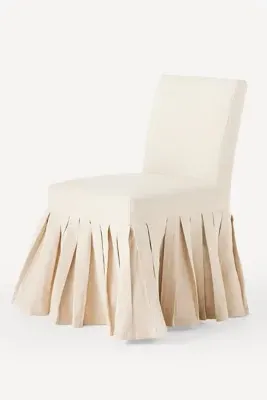 Layla Ruffled Dining Chair Slipcover - Beige, Cotton product