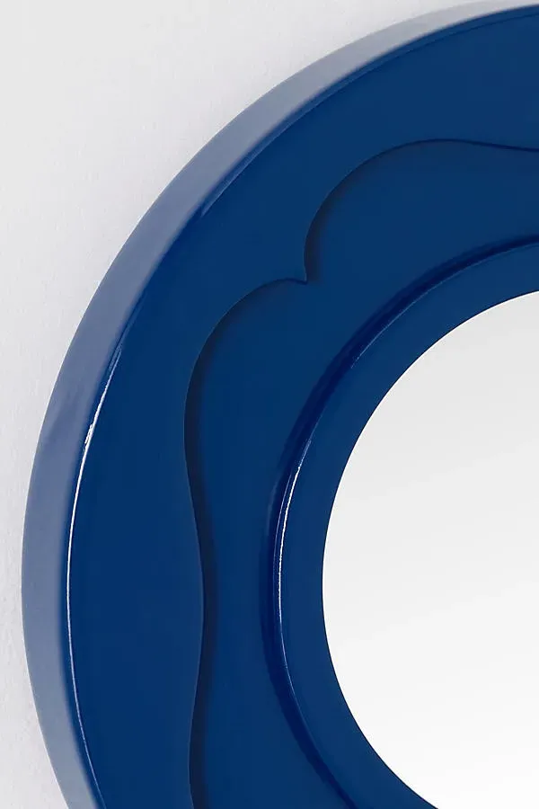 Lea Round Wall Mirror - Navy, Resin product