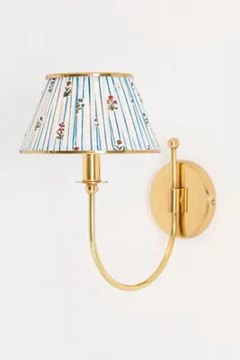 Lee Brass Fabric Shade Sconce Wall Light - Blue, Cotton product